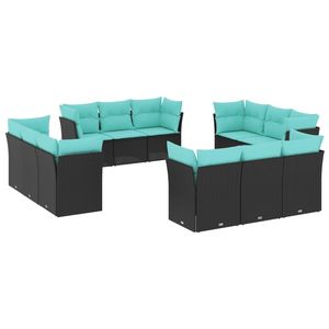 Ensemble de canapés de jardin noir et bleu - Product Image 2