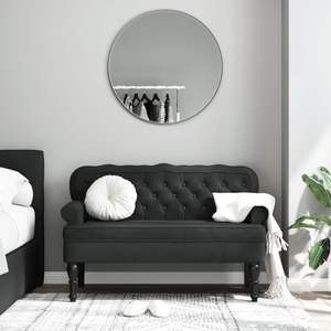 Banc en contreplaqué avec incrustations décoratives en bois massif et velours noir pour meubles de chambre - Product Image 1