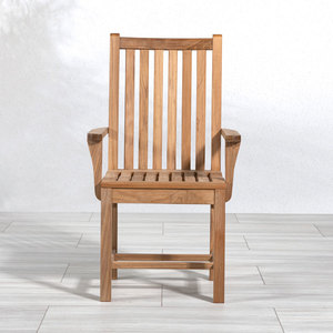 Fauteuil de jardin classique moderne en teck avec lattes verticales pour espace repas extérieur destiné à l'hôtellerie - Product Image 2