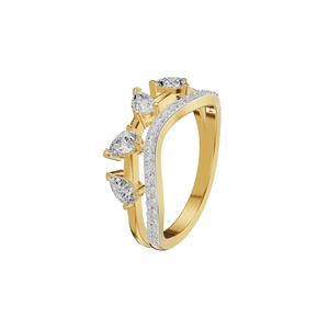 Bague croisée en or 18 carats avec diamant taille poire, alliance de mariée plaquée rhodium, sertissage en canal, bijoux pour femme - Product Image 1