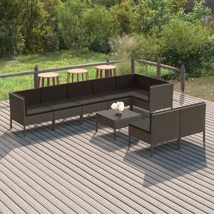 Ensemble de salon de jardin modulaire en rotin PE gris 9 pièces - Product Image 1