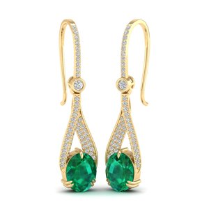 REYES Precio de Fábrica al por Mayor, Pendientes Huggie de Oro de 14K con Diamantes Certificados IGI, Corte Redondo, Gema Esmeralda de 4.84ct, Joyería Colgante - Product Image 6