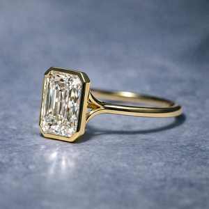 Anillo Solitario de Diamante Cultivado en Laboratorio, Corte Radiante, 2.01 CT, Brillante, para Mujer, Oro Sólido de 14K, Regalo de Compromiso o Promesa para Enamorados - Product Image 4