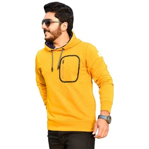Sudadera con Capucha Unisex Color Amarillo Mostaza, Corte Regular, Informal, con Bolsillo con Cremallera, Secado Rápido, Ropa de Invierno - Product Image 2