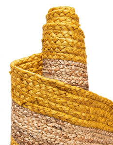 Tapis rond en jute naturelle jaune tissé à la main, tapis circulaire tressé, tapis de sol écologique pour salon, chambre à coucher, décoration de la maison - Product Image 3
