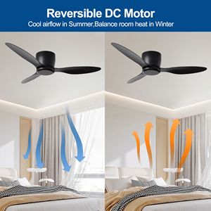 Ventilatore da soffitto a basso profilo da 42 pollici con 3 pale reversibili e 6 velocità, motore DC reversibile 220V senza luce - Product Image 3