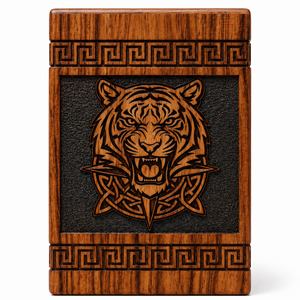 Wooden Urn <b>Memorial</b> Keepsake <b>Box</b> Tiger Carving Remembrance Ash Holder Decorative Funeral Supply - Product Image 1