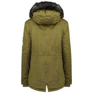 Parka matelassée à capuche moderne et confortable pour femme avec doublure en laine, col en fourrure, poignets élastiques, poches zippées, style urbain hivernal - Product Image 1