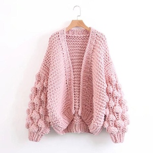 Women Knitted Poncho <b>Cardigan</b> Long Sleeve Batwing O-Neck Solid Color <b>Thick</b> Acrylic Casual Autumn Outerwear Open Front - Product Image 2
