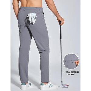 Men's Gray Golf Pants Solid Color Breathable Woven Polyester Casual Fit with 2 <b>Snap</b> <b>Fastener</b> Pockets - Product Image 1