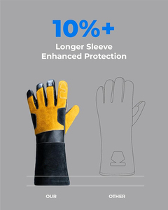 Leather Work Gloves <b>Thermal</b> Insulated Yellow Black Outdoor Winter Use Plain Style Wrist Length - Product Image 4