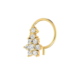 AJRETAIL 0.13 Carat Natural Diamond Brilliant Cut 14K Gold Ethnic Flower Design Nose Pin HI Color VS-SI Fine Piercing Jewelry - Product Image 4