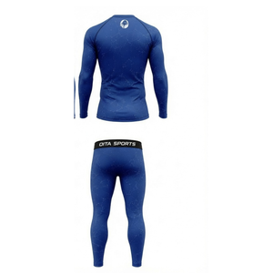 Ensemble de vêtements de sport pour homme, bleu marine, manches longues et leggings, compression, entraînement, fitness, gym, athlétique - Product Image 2