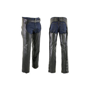 Leather <b>Equestrian</b> Pants With Belt And Open Front Design For Horse Riding - Product Image 6