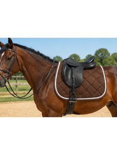 Nouvelle arrivée : tapis de selle tout usage pour chevaux, design équin, marron chocolat, matelassé losanges, logo brodé. - Product Image 6
