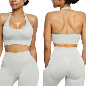 Custom Logo High Waist Women's Gym Sports Wear Seamless Butt Lift Fitness Yoga Set Including Shorts and Bra - Product Image 2