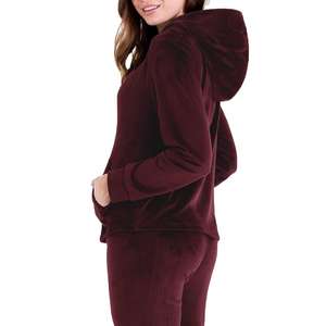 Conjunto de chándal de terciopelo suave para mujer con cremallera, sudadera con capucha y pantalón a juego, talla estándar, chándales con capucha económicos - Product Image 5