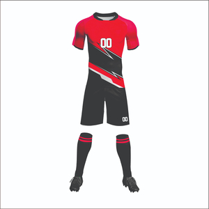 Men's Sublimated Soccer Jersey Set Red Black Gradient Short Sleeve Moisture Wicking All Seasons Team Numbers - Product Image 1