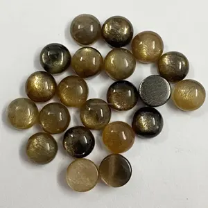 DIY Jewelry Accessories Super Quality Wholesale Price 6mm Natural Golden Shine Round Flat Cabochon Loose Gemstones From Supplier