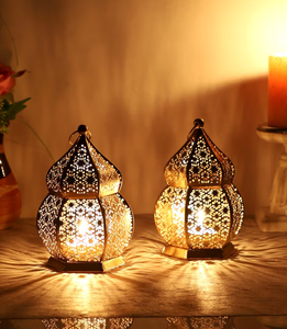 <b>Brass</b> <b>Lantern</b> Candle Holder Decorative Home Lighting Heat Resistant Metal Lamp for Wedding Ramadan Decoration - Product Image 1