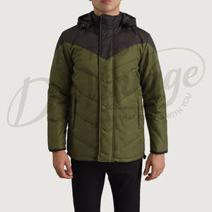 Chaqueta Acolchada de Dos Tonos Verde Oliva y Negra para Hombre, con Capucha, Parka Acolchada de Invierno, Ropa Exterior Informal, Cálida y Resistente al Viento - Product Image 3