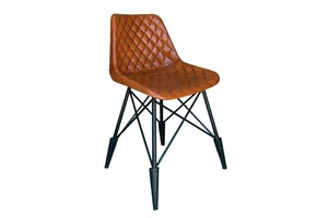 Midcentury Modern Design <b>Bar</b> Cafe Chair with <b>Leather</b> Seat Durable Metal Base Wood Frame Commercial Furniture Home <b>Bar</b> <b>Stool</b> - Product Image 5