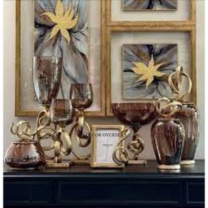 Contenants de rangement décoratifs en métal et verre de qualité supérieure, au design attrayant, pour la maison et l'hôtel, comme centre de table. - Product Image 1