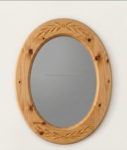กระจกติดผนังรูปวงรีทำมือจากไม้ ดีไซน์ทันสมัย ตกแต่งสวยงาม เป็นมิตรกับสิ่งแวดล้อม กรอบไม้เนื้อแข็ง ขอบขัดเงา เหมาะสำหรับงานแต่งงาน ห้องนั่งเล่น ห้องนอน โรงแรม - Product Image 4