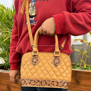 New 2025 Wholesale Custom Women's Fashion High Quality Hand Tooled <b>Quilted</b> Genuine Leather Crossbody Shoulder Handbag Mommy Bags - Product Image 4