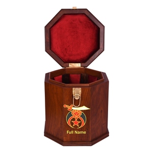 Shriners Fez Case Personalized Textured Acacia Wood with Red Velvet Interior Luxury Storage Display Box Custom Made - Product Image 2