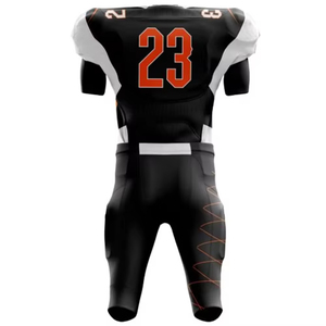 Custom Sublimated American Football Jersey <b>Men</b> Black Orange V-Neck Short Sleeve Fitted Moisture Wicking Adult All Seasons - Product Image 2