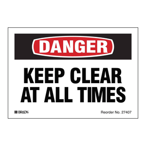 Étiquettes de sécurité adhésives durables Brady Keep Clear at All Times pour les zones de travail industrielles - Product Image 1