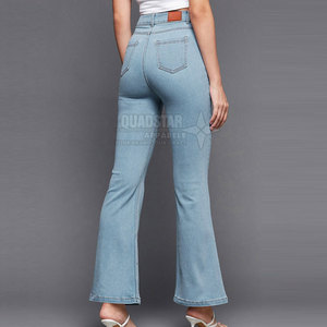 Wholesale Custom Made Breathable Spring <b>Women's</b> <b>Jeans</b> Pants Unique Design High Quality 100% Cotton Wide Leg - Product Image 3