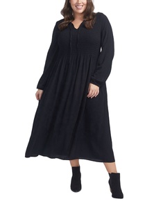 Vestidos Casuales Elegantes de Verano para Mujer, Estilo Americano, Manga Regular, Cuello Peter Pan, Color Negro, Tallas Grandes, Largo hasta la Pantorrilla, Corte en A, OEM/ODM - Product Image 1
