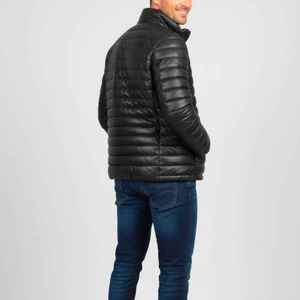 Veste matelassée en cuir véritable à capuche pour homme, manteau d'hiver, personnalisable, imperméable et respirant - Product Image 3