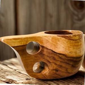 Taza de madera irregular hecha a mano con diseño de runas clásicas y asa, estilo vintage, de UO INDIA. - Product Image 6