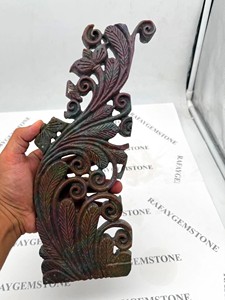 Sculpture de feuille sculptée à la main en rubis rouge naturel vieilli, 1,6 kg, art en pierre précieuse, décoration de luxe pour la maison, cadeau de collection - Product Image 5