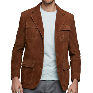 Men's Genuine Leather Waterproof Double Breasted Long Winter Coat - Product Image 1