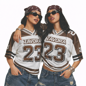 Camiseta Oversize de Malla para Mujer, Estilo Fútbol Americano, con Gráfico en la Espalda, Streetwear Unisex, Cuello en V, Camisa de Moda, Personalización de Marca, Proveedor Mayorista - Product Image 5