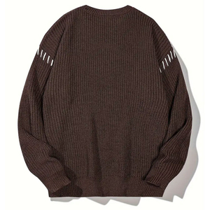 Men's Winter Knit Sweater Casual Pullover 100% Cotton Custom OEM High Quality Warm Breathable Anti-Shrink - Product Image 2
