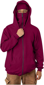 Sweat à capuche zippé en molleton 100 % coton pour homme, style décontracté, col montant, coupe oversize, qualité supérieure, chaud, streetwear imprimé - Product Image 5