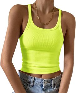 Camiseta sin mangas para mujer al por mayor, de color liso, con cuello redondo acanalado, tejida, informal, de longitud corta, fabricación bajo demanda - Product Image 3