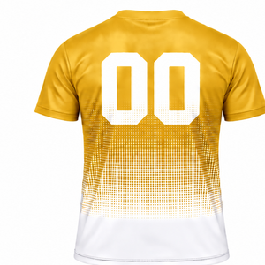 Golden Yellow and <b>White</b> Gradient Sublimation <b>T</b> <b>Shirt</b> Men Short Sleeve Crew Neck Custom Printed Sports Training Performance - Product Image 2