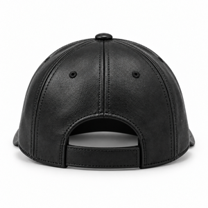 Casquette de baseball unisexe en cuir PU noir, 6 panneaux, couleur unie, mode décontractée, ajustement confortable et qualité durable - Product Image 2