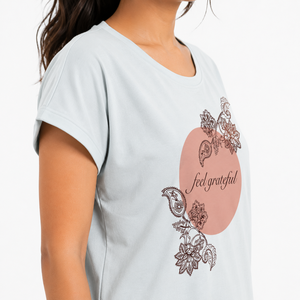 Camiseta de Manga Corta con Cuello Redondo para Mujer, 100% Algodón, Estampado Floral, Corte Holgado, Informal, para Verano - Product Image 4