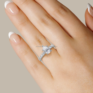 Anillo de Compromiso con Diamantes de Corte Pera y Redondo de 2.5 Quilates, Diseño Moderno y Popular, Anillo con Halo Oculto, Chapado en Oro, Regalo de Boda - Product Image 5