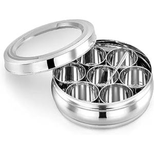 Unique Food Grade Stainless Steel Masala Dabba Large Airtight <b>Spice</b> <b>Box</b> Organizer With 7 Removable Containers And Serving Spoon - Product Image 6