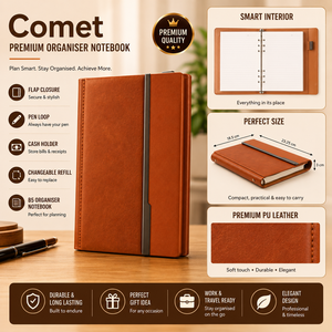 B5 Custom Logo Promotional Hardcover Organizer Planner Journal Notebook PU Leather Cover Flap Closure Sewing Binding Card Cash - Product Image 6