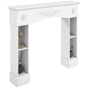 Cornice per Caminetto Elettrico Autoportante in Stile Barocco Bianco con Gambe, 115 cm L x 100 cm H - Product Image 1