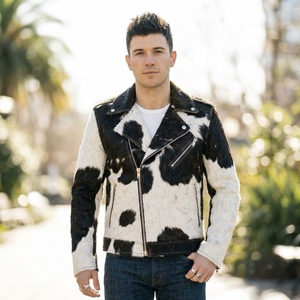 LEATHER SPOT <b>Men's</b> Cowhide Hair Leather <b>Bomber</b> <b>Jacket</b> Breathable <b>Summer</b> Casual Zipper Closure Plaid Pattern OEM Service - Product Image 5